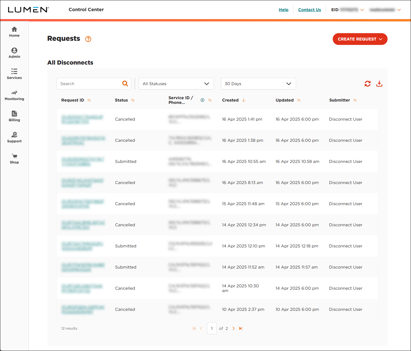 Disconnect Requests